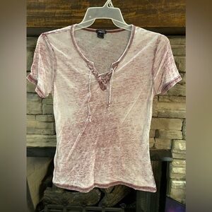 Rue 21 v neck‎ tie front distressed tee